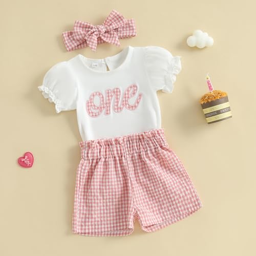 Amiblvowa Toddler Baby Girl 1st 2nd 3rd Birthday Outfit One Two Three Romper Shorts First 1 2 3 Year Old Smash Cake Clothes3