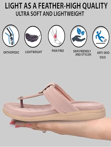 Image of HEALTH FIT EXTRA SOFT Women's Comfortable Memory Foam Doctor Slippers /Flip-Flops|Fashionable Casual & Stylish|Lightweight & Breathable|Outdoor Synthetic Casual Chappals Sandals Ladies & Girls HF28