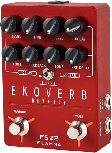 Para juego original FLAMMA FS22 estéreo de retardo y efectos de reverberación, pedal de ambiente, guitarra, con 3 pares de efectos, retardo inverso, vibración, función de tempo de grifo, congelación