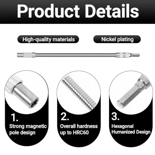 Jetstream 300mm Bit Verlängerung Flexibel, Flexibler Bithalter, Enthält 10 Schraubendreheraufsätze, Geeignet für Bohrmaschinen, Schraubendreher und Elektrowerkzeuge in Engen Räumen