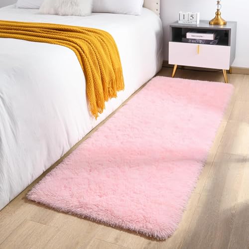 Image of Carpet for Hallway, Kitchen, and Modern Interiors, Cozy Shag Runner for Living Room, Entryway & Office Decor Size 1.5x4 feet Pink
