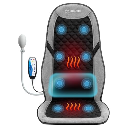 COMFIER Back Massager with Heat,Massage Chair Pad,Massage Seat Cushion with Adjustable Lumbar Support,Back Massage for Pain Relief,Chair Massager for Recliner,Office,Gifts for Dad,Mom
