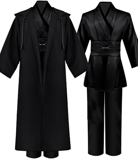 Adult Jedi Costume Robe Men Cosplay Outfit Hooded Cloak Obi Wan Kenobi Tunic Cape Halloween Suits