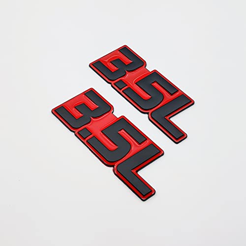 2X Metal 3.5L Logo Emblem Premium 3D 3.5 Badge Car Door Fender Sticker Side Wing Decal Auto Trunk Replacement For Universal Vehicle (3.5L,Black&Red) #TOP2