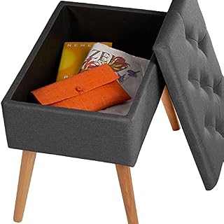 TecTake Banc avec Coffre de Rangement Banquette Aspect Lin Pieds en Bois Design Moderne – Diverses Couleurs (Gris Foncé) - Les Beatles, Paul McCartney, John Lennon, RIngo Starr, George Harrison TecTake Banc avec Coffre de Rangement Banquette Aspect Lin Pieds en Bois Design Moderne – Diverses Couleurs (Gris Foncé) – Image 6