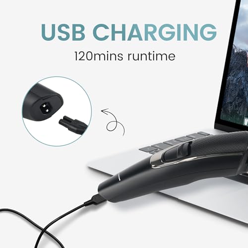 Image of 9‑in‑1 Men's Grooming Kit | Cordless USB Rechargeable Beard, Hair & Body Trimmer | Nose & Ear Trimmer | IPX6 Waterproof | Stainless Steel Blades | 120‑Min Runtime