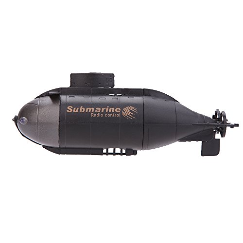 PTCM Mini 6 canales de radio control Racing barco submarino / C Toys R con el transmisor de 40 MHz 777-216 (negro)