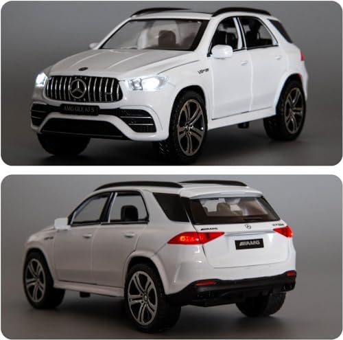 1:32 Mercedes Benz AMG GLE63 Toy Car Metal Pull Back Diecast Car with Openable Door and Sound Light, Gifts Toys for Kids【 White 】