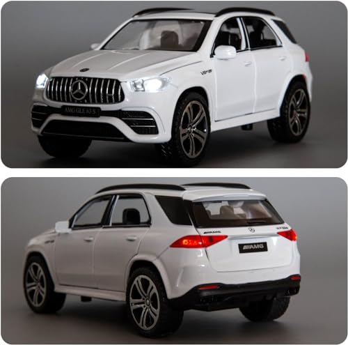 1:32 Mercedes Benz AMG GLE63 Toy Car Metal Pull Back Diecast Car with Openable Door and Sound Light, Gifts Toys for Kids【 White 】