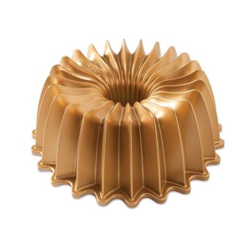 Brilliance Bundt patelnia, odlewana aluminiowa forma do ciasta z promiennym wzorem, naczynia do pieczenia premium wyprodukowane w USA, złota
