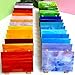 ILLUCKAI 36 Sheets Vibrant Stained Glass Sheets Variety Pack, 6 x 4 Inch Stained Glass Supplies Mosaic Tiles for DIY Crafts Home Decor, Assorted Colors Collection