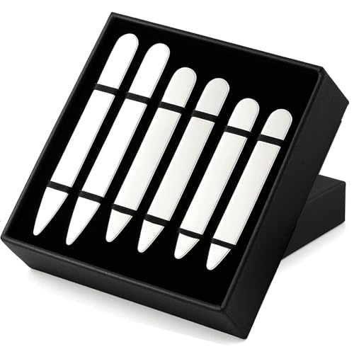 Stainless Steel Collar Stiffeners(No Magnets included) Metal Shirt Collar Stays Valued Pack in a Gift Box