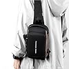 MOANATURA Sac Bandoulière Homme avec USB et Verrouillage de Mot de Passe - Antivol Style Moderne - Sac à Bandoulière de Poitrine pour Moto, Voyage ou Ville - 4 Couleurs, Noir / Marron #1