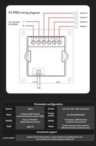 Interruptor Zigbee táctil FACAIIO de 8 vías para domótica de cortinas y luces blancas 5
