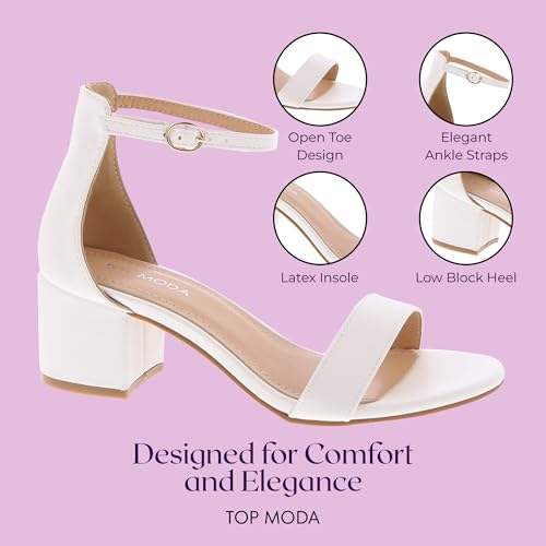 Image of TOP Moda Darcie-1 Ankle Strap Dressy High Heel Sandal, Non-slip Sole, For Wedding, Party, Prom, Evening Wear, or Any Occasion, Sleek Style Block Heel Sandals