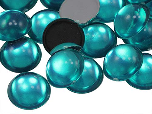 Allstarco 11mm (7/16") Blue Zircon Round Pearl Cabochons, 50 PCS