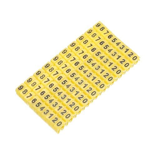 MECCANIXITY 100Pcs Wire Label, 0-9 Digital Cable Labels Tags M-1 Type Cable Numbers Markers for Identification Troubleshooting Maintenance of Wires, Yellow