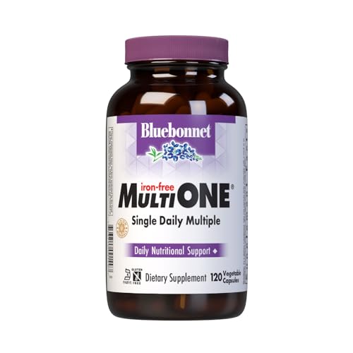 Bluebonnet Nutrition Multi One (Iron Free) Vegetable Capsules Complete Full Spectrum Multiple B Vitamins General Health Gluten Free Milk Free Kosher 120 Count