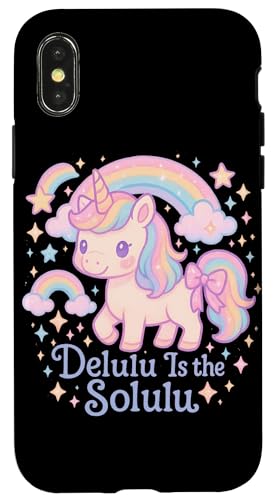 Delulu Is The Solulu かわいいパステルかわいいユニコーンデザイン スマホケース iPhone X/XS 用