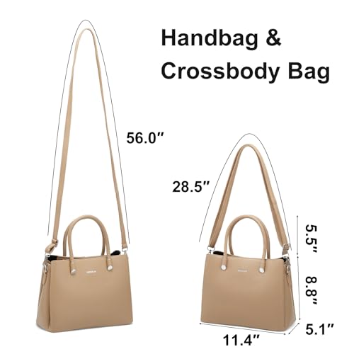 Image of Women's Top-Handle Handbags PU Leather Satchel Handbag with Detachable Shoulder Strap for Casual, Work, Traveling