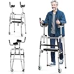 Goplus Folding Walker, 450 Lbs Foldable Standard Walker with 5'' Wheels, Seat and Removable Armrests, Lightweight Walking Mobility Aid, Aluminum Platform Walkers for Seniors, Handicap, Disabled