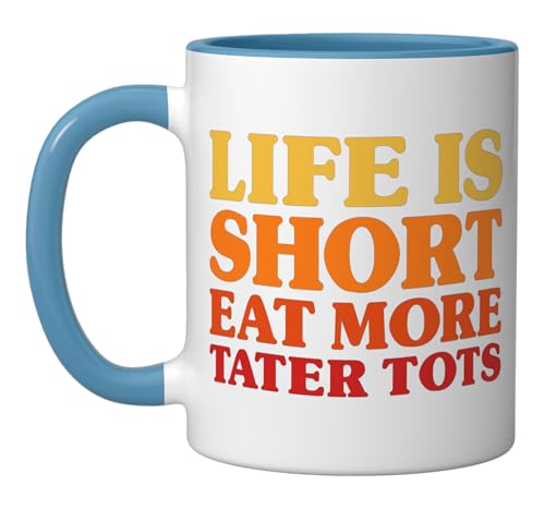 Tater Tots I Love Tater Tots Funny Tater Tots Ceramic Mug, Blue/White