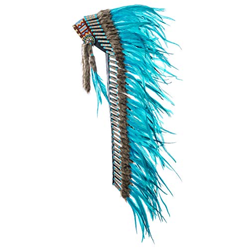 Novum Crafts Feather Headdress | Native American Indian Inspired | Turquoise