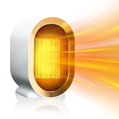 Hillylolly Calefactor Bajo Consumo 1200w, Calefactor Cerámico Silencioso Bajo Consumo, Mini Calefactor Bajo Consumo, Calefactor Eléctrico Pequeño Para Baño, Oficina, Hogar, Dormitorio (blanco)