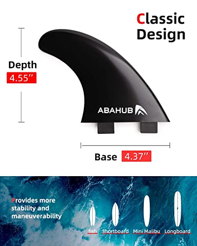 image for Abahub Surfboard Thruster Fins Set, Compatible with FCS Style Fin Box,