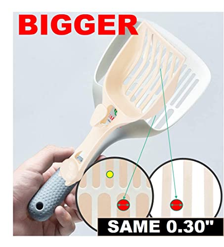 Image of QUALIALL Cat Kitty Litter Box Poop Pooper Scoop Scooper for Cat Litter Box with Holder Large Light Fast Comfortable Sturdy Durable 1+2+1pcs White