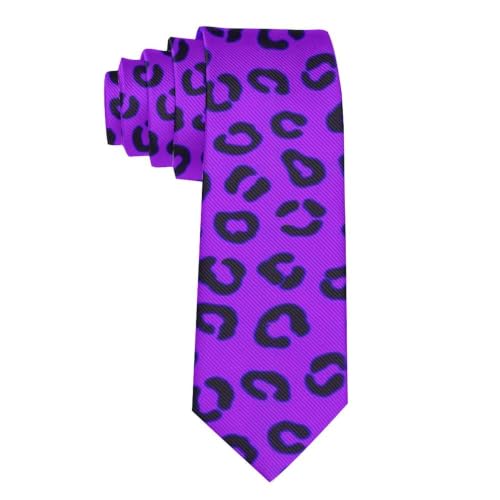 Aiyoolee Slim Tie Men Boys Business Prom Decor Dark Leopard Print Animal Skin