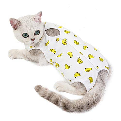 Image of Professional Surgery Recovery Suit for Cats Paste Surgery and Skin Diseases, After Surgery Wear Suit for Dog Cat Banana L