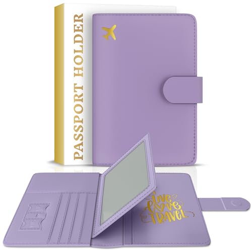 RFID Blocking Passport Holder for Women & Men – Leather Travel Accessories Passport Cover with Card Slots, Magnetic Closure | Waterproof Document Organizer | Family Passport Wallet (Soft Purple) RFID Blocking Passport Holder for Women & Men – Leather Travel Accessories Passport Cover with Card Slots, Magnetic Closure | Waterproof Document Organizer | Family Passport Wallet (Soft Purple)