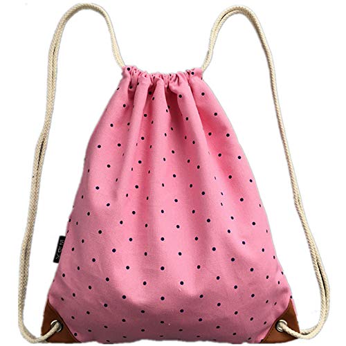 Sac d'école de Femme, Toile Sac à Dos à Cordon Sac de Gym Sackpack Gymsack pour Travail de Loisirs et Voyager Cover