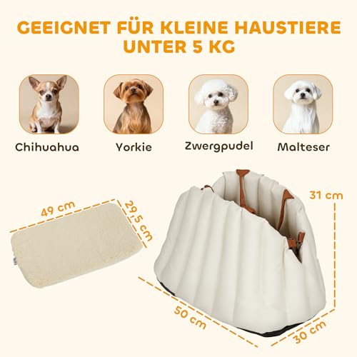PawHut Hundetasche Hundetragetasche mit Sicherheitsgurt, rutschfestem Boden, Kissen, Hunde Autositz für Rückbank und Vordersitz, Abnehmbarer waschbarer Hundesitz für Kleine Hunde und Katzen Haustiere
