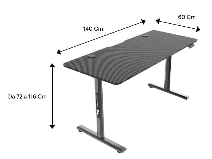 ZStyle Scrivania regolabile in altezza elettrica motorizzata standing desk gaming da gioco laptop pc computer ergonomica carbon look seduto - in piedi postazione carbonio tavolo studio gioco gamer …