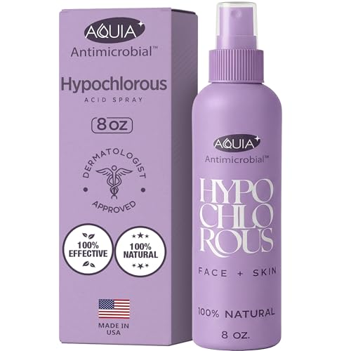 Aquia Hypochlorous Acid Spray for Face and Skin; Facial Cleanser | 8oz Face Mist Hypochlorous Acid Spray for Skin Acne Rash Eczema Wound | Antimicrobial Facial Cleanser Acne Sprays; Purple 8oz
