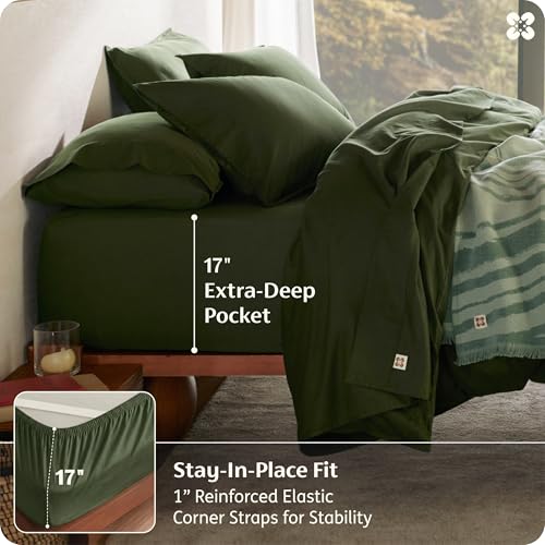 Image of Bedsure PureWoven 100% GOTS Certified Organic Cotton Sheets, Queen Size
