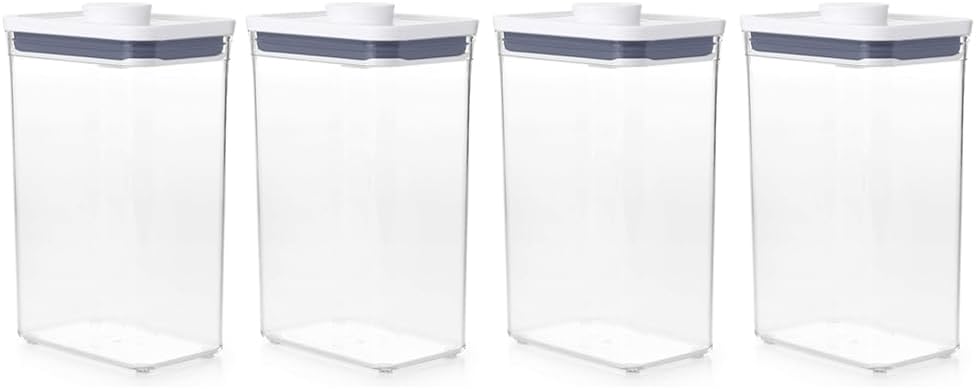 OXO Good Grips POP Container - Airtight Food Storage - 2.7 Qt Rectangle (Set of 4) for Rice and More