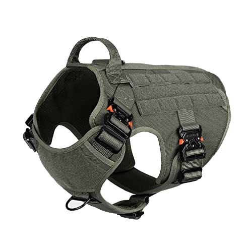 ICEFANG Tactical Dog Harness for Medium DogsFull Metal Buckles Dog Vest | with MOLLE ReflectiveAdjustable2 Leash ClipsControl HandleNo PullSoft PaddedBlackMedium product thumbnail 11