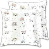 famyily Camper Caravan Car Beige Pillow Cover case Strong Pillow case Cases Pack of 12 eurosham Cases case with Zipper 16 x 16