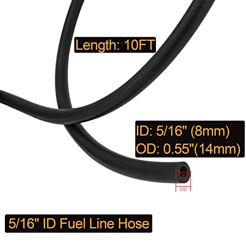 5/16\" ID Fuel Line Hose SAE 30R7, 150 psi 10\' Length Fuel Hose