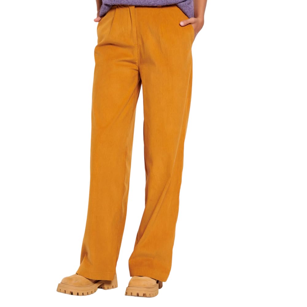 FUNKY BUDDHAWomen's Wide Leg Corduroy Pants with Regular Fit