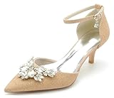 Diese Hochzeitsschuhe für Damen sind in mehreren Farben erhältlich. Sie können auswählen, was Sie möchten, und sie können mit den meisten Ihrer wunderschönen Kleider kombiniert werden. Mittelweite Passform und normale Größe zur Auswahl.