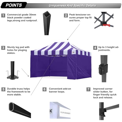 Image of ABCCANOPY Canopy Tent Canopy 10x15 Pop Up Canopies Commercial Tents Easy Pop-up Instant Shelter with Removable Sidewalls and Roller Bag Bonus Weight Bags