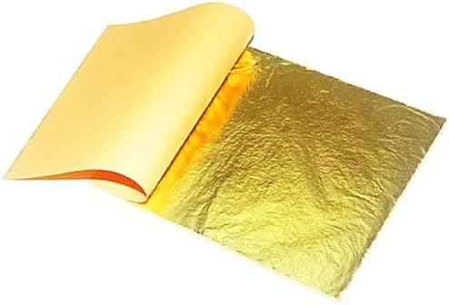 Gold Leaf 10pcs Gold Vark Sheets Pure Foil Leaf 24K Baking Cakes,Sweets,halwa,madicine,Food for Anti-Aging Facial Spa Craft Gilding (Gold 75"MMx50"MM)