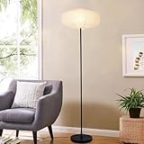 Jdvads Paper Floor Lamp, Rice Paper Floor Lamp for Living Room, Paper Lantern Lamp with Washi Paper Shade, Ideal for Bedroom, Office, Reading Room Black Pole Light with Bulb