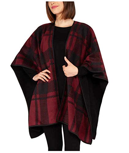 Reversible Fashion Wrap - Black/Wine - 100% Polyester - Women's Scarf