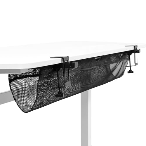 VIVO No Drill Clamp-on 44 inch Mesh Net Under Desk Cable Management Wire Organizer, Adjustable Home Office Standing Desk Cord Storage, Black, DESK-AC44MH