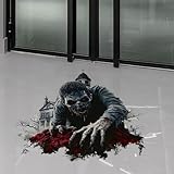Haunting Zombie Apocalypse Wall Decals,Set of 2 Giant Removable Stickers,Shattered Wall Horror Effect for Living Room, Bedroom, Porch,Ultimate Halloween Home Decor (23.6' x 11.8' Each)